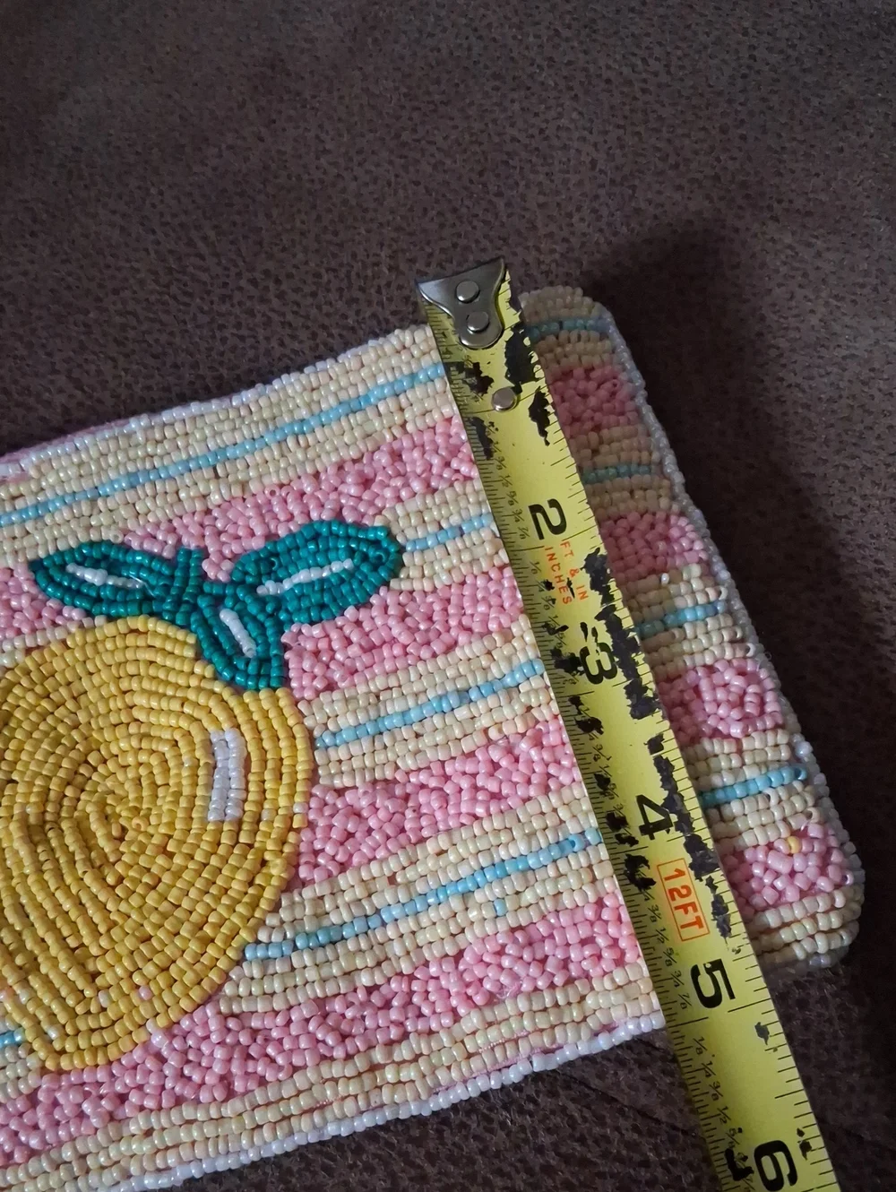 No Boundaries Pink Striped Lemon Wristlet Pouch